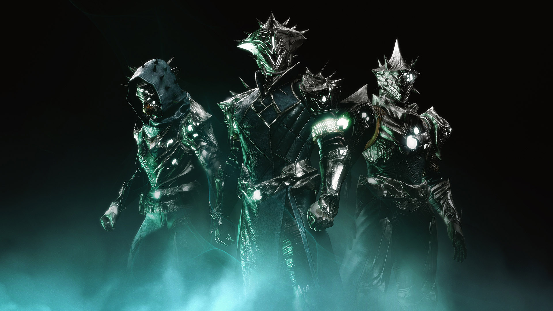 Hunter on the left. Warlock front and center. Titan on the right behind the warlock