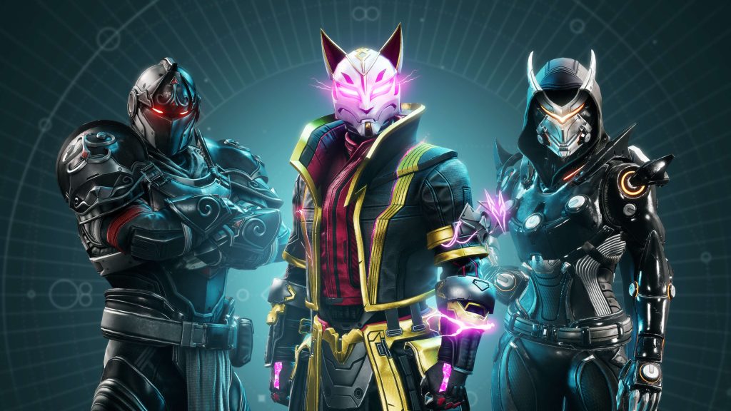 Three guardians looking at camera posing mid shot